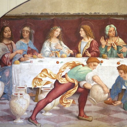 Marco d'Oggiono, "Le Nozze di Cana", dettaglio, 1519-1522, Pinacoteca del Castello Sforzesco, Milano, Italia