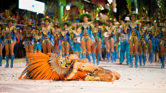 With each rhythmic step, the dancers bring the carnival to life, their colourful outfits and graceful moves creating a dazzling spectacle