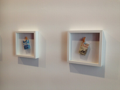 Peter Wüthrich, Literary smoke, 2015, several cigarettes, Bookcovers, framed, each 32 x 32 cm