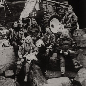 Jack Lowe, Claire, Mel, Anna, Joanne, Mary and Leanne, Kinghorn RNLI lifeboat volunteers, 2019. Courtesy of National Maritime Museum
