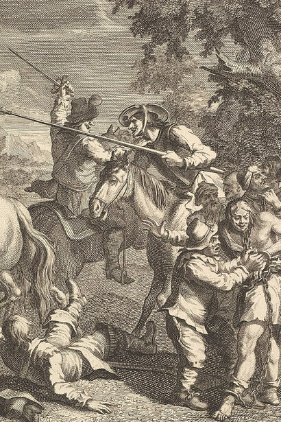 William Hogarth, Don Quijote libera a los galeotes esclavos (Seis ilustraciones para Don Quijote)