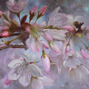 Ricky Montilla, Cherry Blossoms, Oil on Canvas, 18" x 24"
