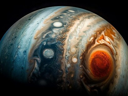 A visionary galaxy where planetary orbits intertwine, with Pluto moving through Aquarius