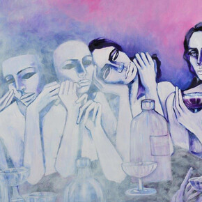 Anna Rita Alatan, Friends, Acrylic on Canvas, 31.5" x 39.5"