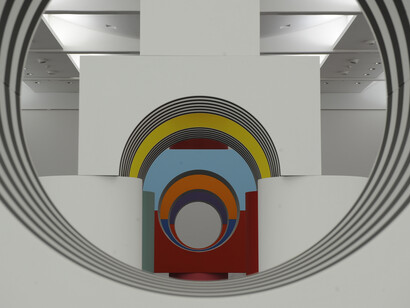 Daniel Buren, Comme un jeu d’enfant, travail in situ, MAMCS, Strasbourg, juin 2014. Détail. © DB-ADAGP Paris