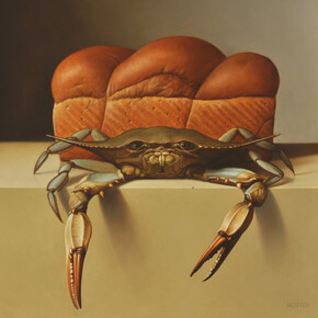 Jacob A. Pfeiffer, Crustaceans, Oil on Panel, 16 x 16 inches, 2014