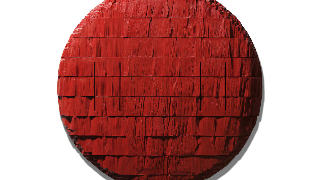 Joe Segal, Conversion, Aberration series 2014, 32x32 in, mixed media wood