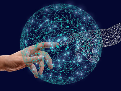 The human brain contemplates the realms of quantum information and electromagnetism, exploring their intersections in the quest for knowledge and innovation