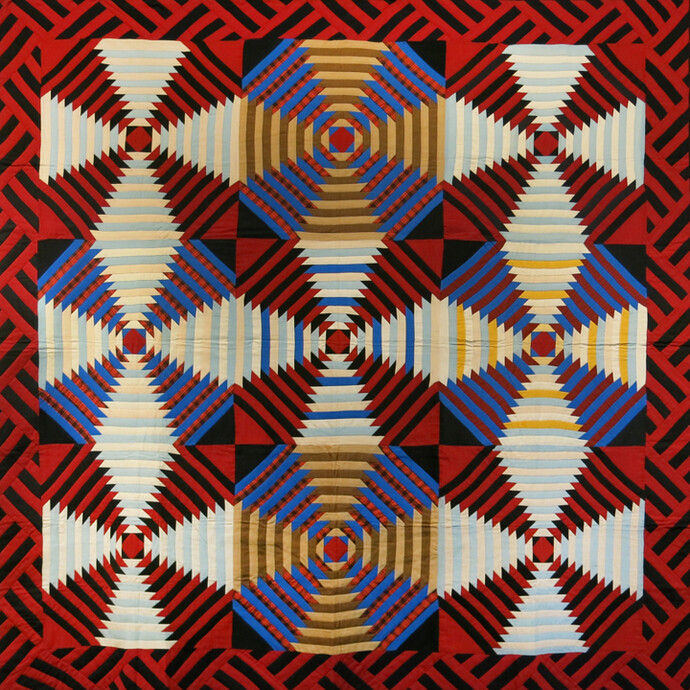 Log Cabin Quilt with Windmill Pineapple Pattern Variation