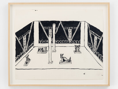 Elisabeth Kley, Installation with Black Triangles, 2022, ink and graphite on paper. Courtesy the artist and Canada, New York