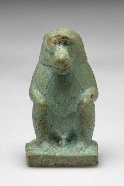 Unknown artist, Egyptian, Baboon Amulet, 525-343 BCE, Faience, Height: 4.5 cm (1 3/4 inches) Anonymous gift 1988.097