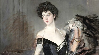 Giovanni Boldini, “Ritratto di donna Franca Florio”, 1901–1924, dettaglio. Palazzo Mazzarino, Palermo, Italia