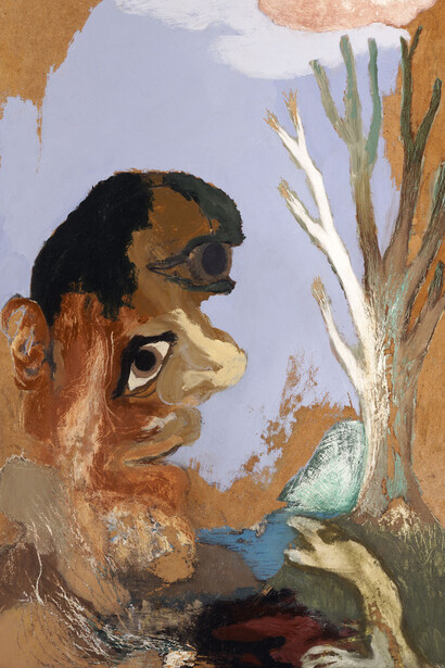 Ken Kiff, White Tree, large Face, 1990, Acrylic on canvas, 121.9 x 68.6 cm. / 48 x 27 in.