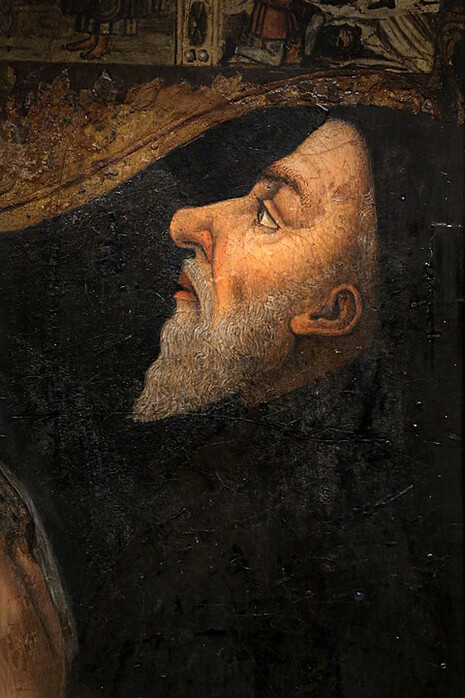 Il cardinale Bessarione col reliquiario della vera croce, Gentile Bellini, (1472-73 ca.), dettaglio