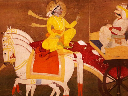 Indian miniature paintings on display at the Salar Jung Museum in Hyderabad, India