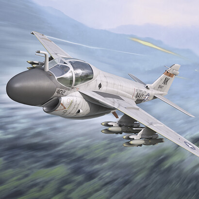 Representación artística de un A6 Intruder de la casa de modelos Trumpeter, en escala 1/72