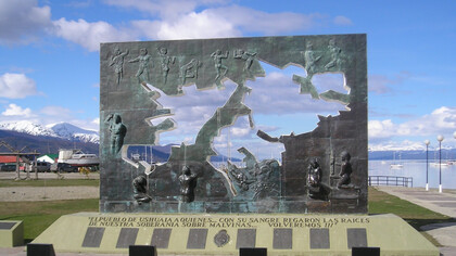 In Ushuaia, a memorial pays tribute to Argentinian soldiers who died during the war in 1982