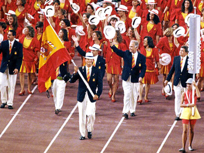 Felipe VI como abanderado de la delegación española en los Juegos Olímpicos de Barcelona, 1992