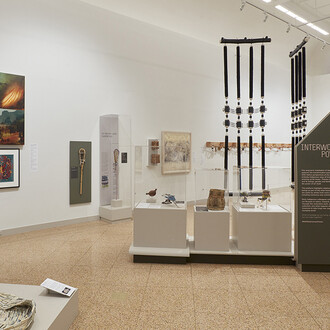 Various artists, Interwoven power. Native knowledge, native art, exhibition view. Courtesy of Montclair Art Museum