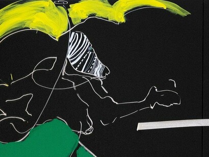 Mary Lovelace O'Neal, Kiss My—Watermelon Lollipop (detail), 2021–2023. Acrylic and mixed media on canvas, 7 x 20 feet (Quadriptych 4). Courtesy of the artist and Marianne Boesky Gallery