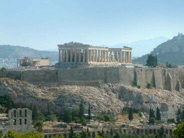 Vista panoramica dell'acropoli di Atene, Grecia