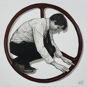 DCG_Levalet_Losing control 1, ink and acrylic on paper, 30x30, 2022