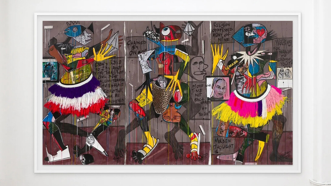 Blessing Ngobeni, What the paper remembers, exhibition view. Courtesy of Montague Contemporary