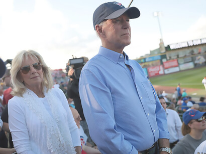 Renowned photographer Gage Skidmore skillfully captures a delightful moment as President of the United States Joe Biden and Second Lady Jill Biden attend the Fourth of July Iowa Cubs game at Principal Park in Des Moines, Iowa, USA