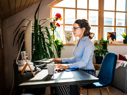 A young designer using a home office as part of a modern flexible working lifestyle