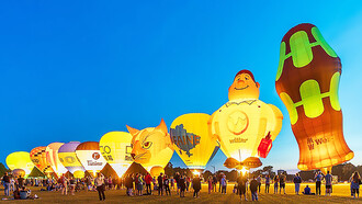 Night glow for the 17th international, Willer balloon sail during Kiel Week, 2023, Germany