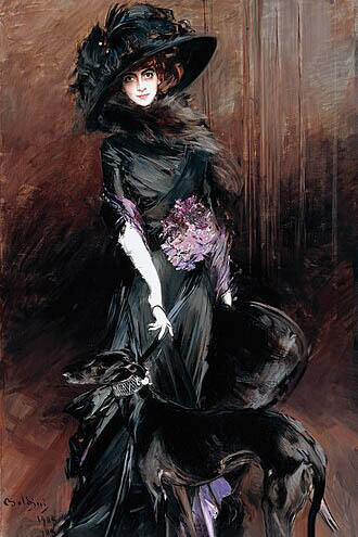 La Marchesa Luisa Casati con un levriero, di Giovanni Boldini (1909). La vita mondana non soddisfaceva la sua anima ribelle, spingendola a cercare una libertà che solo la sua immagine di femme fatale poteva garantirle