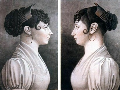 French - Pair of Portraits of Two Sisters