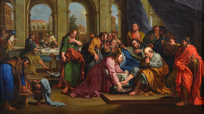 Johann Heiss, (Memmingen 1640 - Augusta 1704), The Washing of the Feet, detail