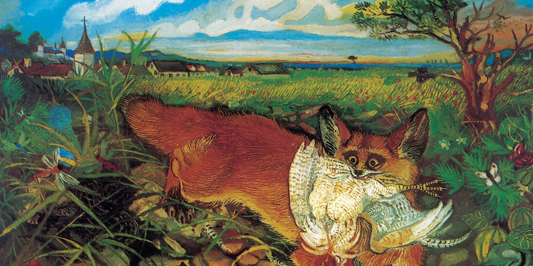 Antonio Ligabue, Volpe in fuga, s.d. (1948), olio su tavola di faesite, 60 x 75 cm, Reggio Emilia, collezione privata