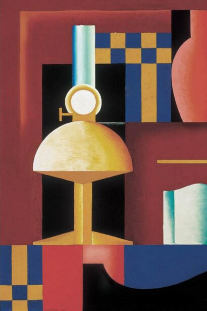 Sandor Bortnyik, *Composition with Paraffine Lamp, Vase and Book* 