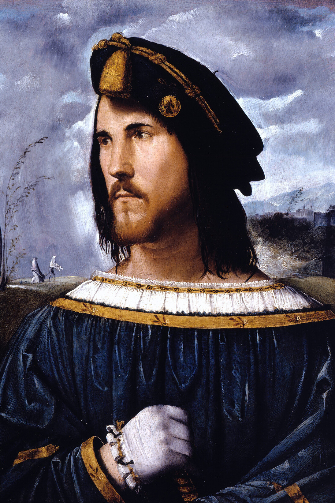 Altobello Melone, Portrait de Gentilhomme
(César Borgia?), 1513, Huile sur bois, H.58,1 ; L.48,2 cm, Bergame, Accademia Carrara di Bergamo © Archivio fotografi co Accademia Carrara