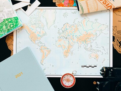 A map of the world with the key places highlighted for living overseas