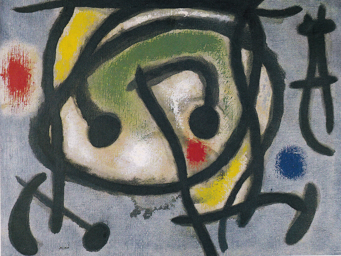 Joan Miró, Head and Birds (1962), Oil on canvas, 65 x 81 cm, Signed lower left Miró, Courtesy of Mayoral. Art Revolutionaries, Mayoral at 6 Duke Street, London, 18 January—10 February 2017