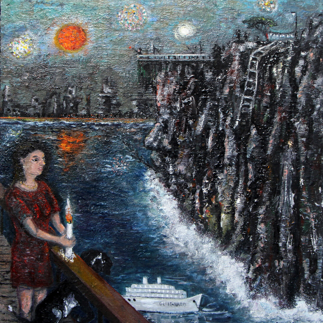 Éric Corne, La robe rouge, 2014, Huile sur toile, 40 x 40 cm, Courtesy Galerie Patricia Dorfmann, Paris