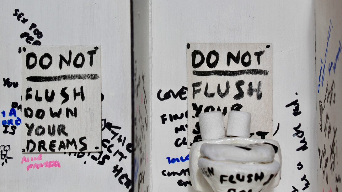Jemima Sara, The Toilet, installation view. Courtesy of the Liminal Gallery