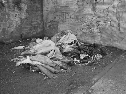 Willie Doherty, Future Fear III  2014, framed black and white photograph mounted on aluminum, 48 x 60 in/122 x 152.5 cm. Courtesy, Alexander and Bonin, New York