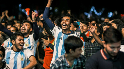 Bangladesh people supporting Argentina's football team, during FIFA World Cup 2022