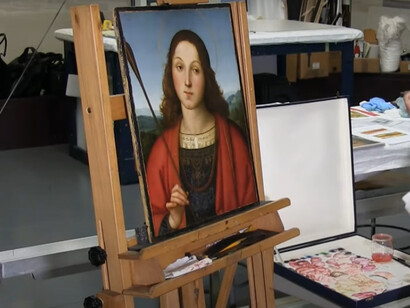 Il San Sebastiano di Raffaello durante il restauro