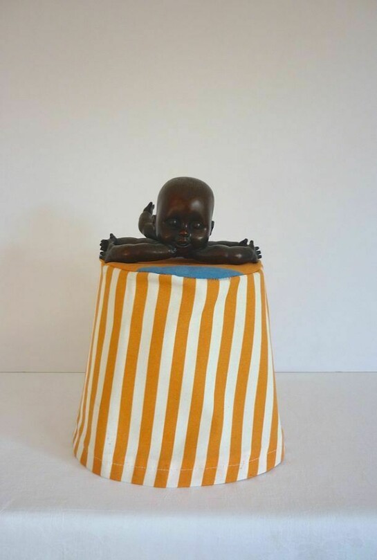 Chloe Huges, Small- Life is a Circus, 2011, bronze, cotton, stainless steel, 25.5 cm x 19.2 cm x 19.2 cm