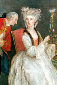 Dama al filatoio, dettaglio, Francesco Liani, sec. XVIII, seconda metà - Olio su tela, Firenze, Collezione Giovanni Pratesi
