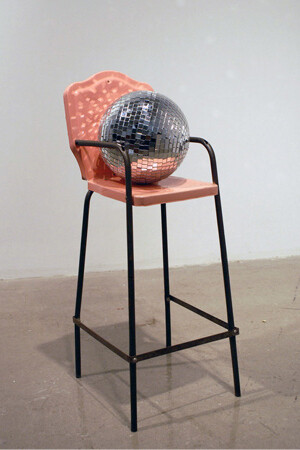 Anna Campbell, Nature, 2013, mirror ball, antique steel high chair, 36 x 12 x 12 in