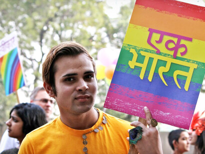 Gay pride march in Delhi, India, celebrating queer visibility and LGBTQ+ rights in 2013