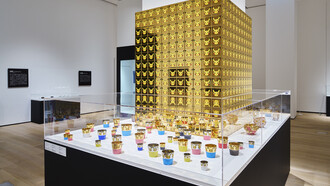 Takuro Kuwata, Tile (Pikachu), 2023, Cup (Pikachu), 2023, Bowl (Pikachu), 2023, Installation, Private collection, Photo by Taku Saiki