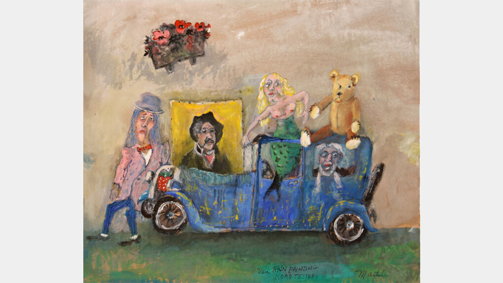 James Martin, Van Rijn Painting (Road Tested), 16.75 X 20 in.
gouache on paper. Courtesy of the artist and Foster/White Gallery