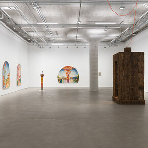 Eliot Greenwald, Library, exhibition view. Courtesy of Harper Gallery